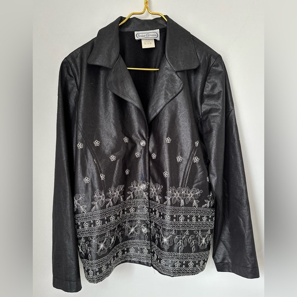 Vintage Saint Germain Paris Black Metallic Embroidered Light Jacket Medium FLAW - Picture 1 of 10